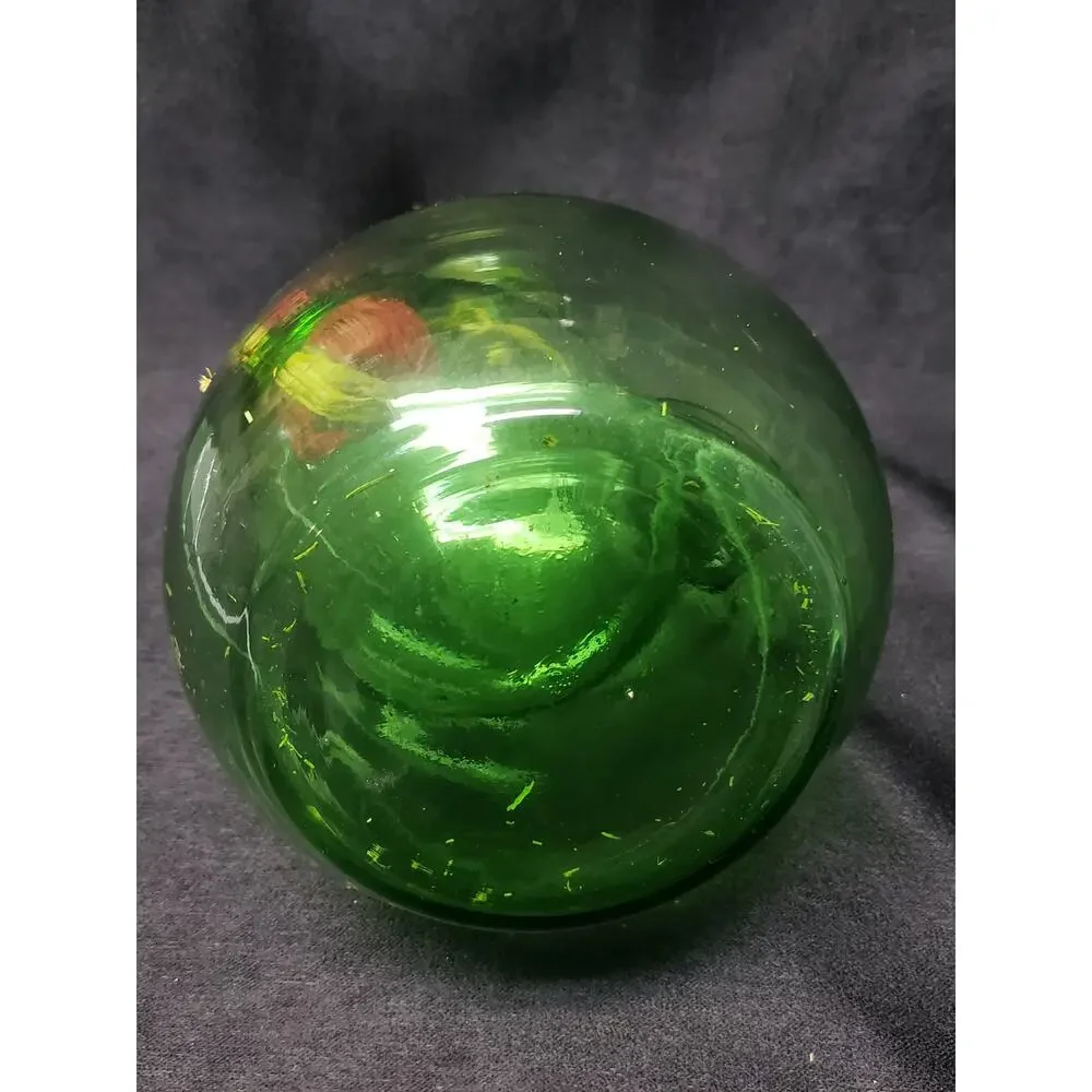 Vintage Italian Green Hand Blown Glass Wine Decanter w Ice Chamber Made In Italy